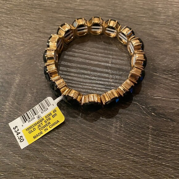 Charter Club Onyx Crystal Stretchy Bracelet New - Picture 2 of 3